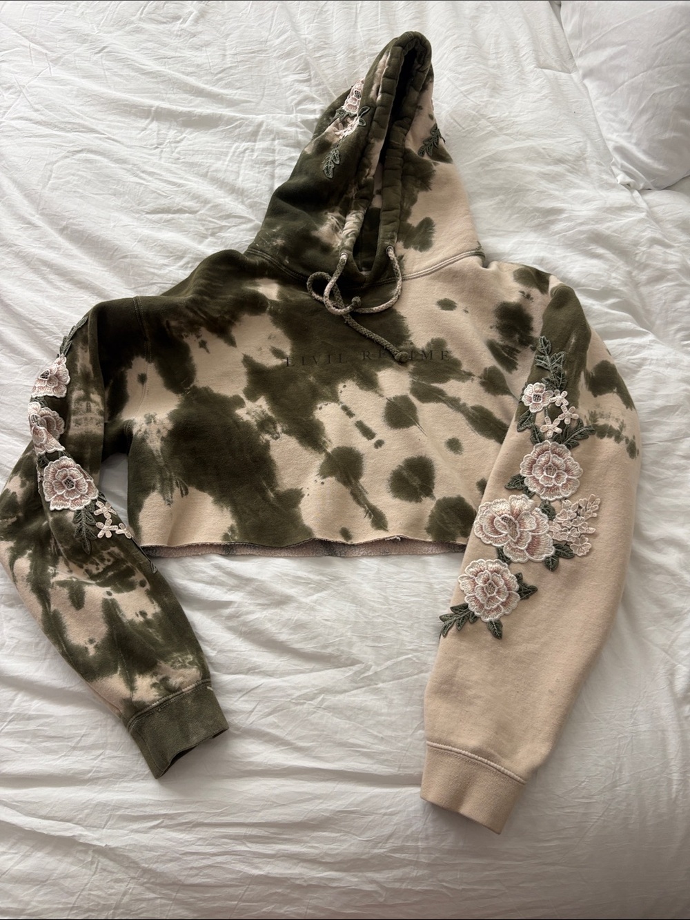 Civil Regime Embroidered Crop Hoodie